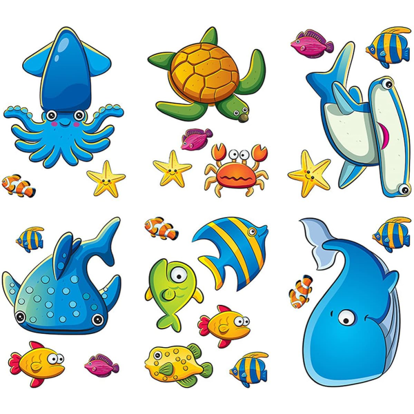 Halkfria badkarsklistermärken 24st dusch Ocean Elements-klistermärken Tecknade klistermärken för badkar och badkar
