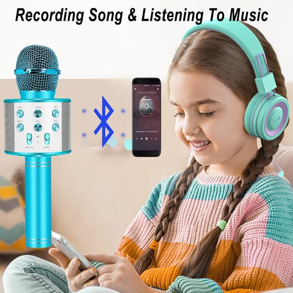Trådlös bluetooth-mikrofon karaoke leksaker för flickor presenter, Kara