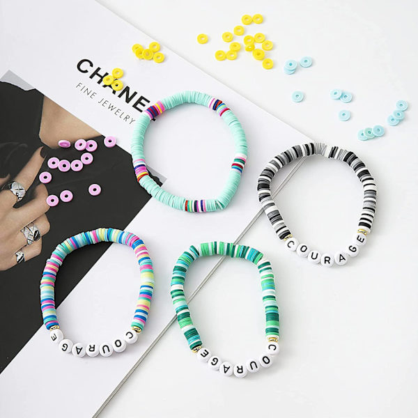 Håndlavede flade perler af polymer ler 6mm 2600stk løse afstandsperler til armbånd, øreringe, halskæder