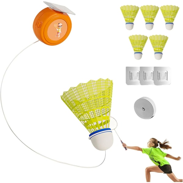 (6 stk)Badmintontræningsværktøj, Badmintonreboundtræner, Single Badmintontræningssæt, Single Badm