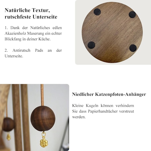 Akasiapuinen seisova paperipyyherullateline, pidike vakio- ja Si