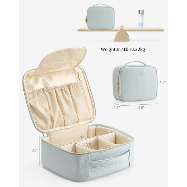 1 stk. rejse makeup toilettaske opbevaringspose med justerbare skillevægge til opbevaring af kosmetik Mak Light Blue