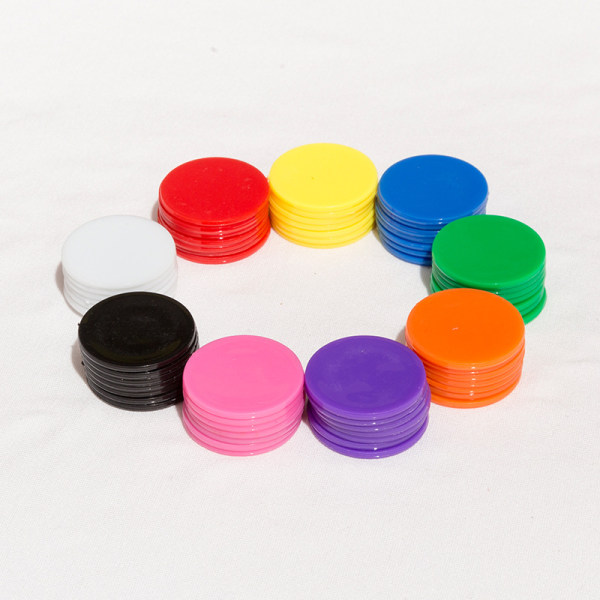 （Tilfeldig farge）400 stykker 25 mm plastpokerbrikker Små læring