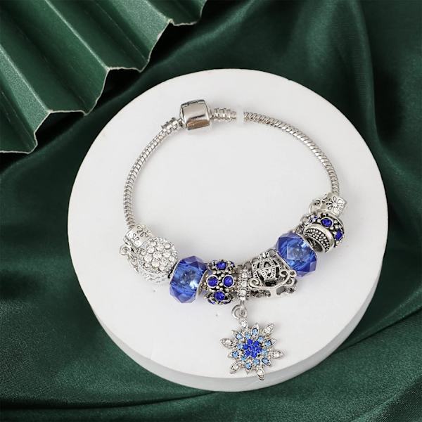 Jul Snöflinga Armband Stretch Pärlor Charm Armband Justerbar