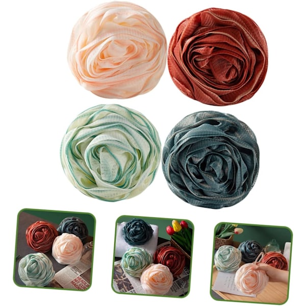 Badbollar Blommor Rosa Badbollar Svampnät Exfolierande Skrubb Badbollar Kroppsskrubb Exfolierande Badtillbehör
