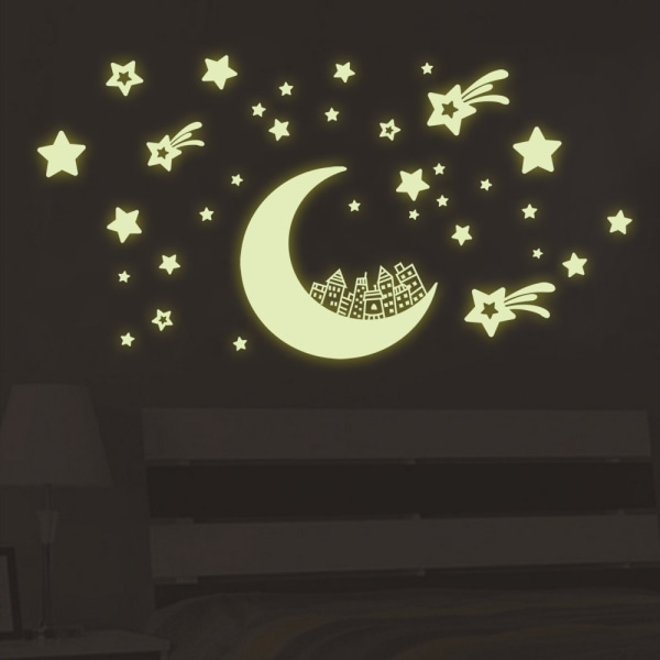 Klistremerker Muraux Étoile de lune lumière nocturne Autocollants Mu