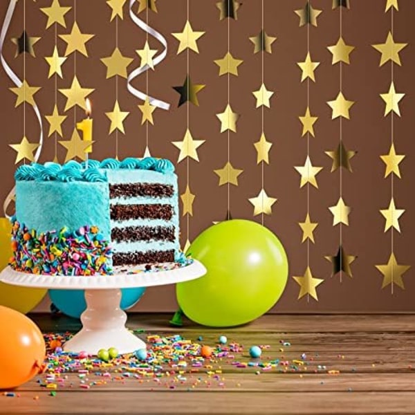 Glitter Stjärngirlang Banner Dekoration, 130 Fot Ljus Stjärna Hängande Bunting Banner Bakgrund för 2024 Nyår Examen Bröllop