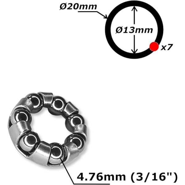 2X LEJE Kuglebur Frontnav 7 Kugler 4.76MM Cykelhjul MTB C