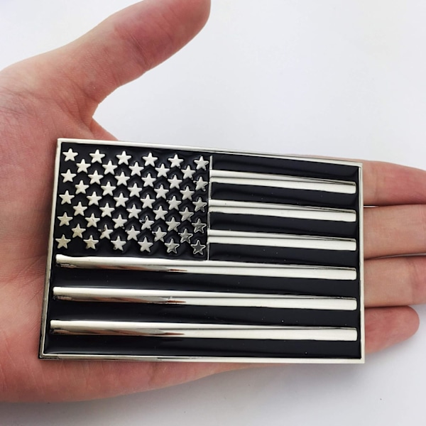 Mænds Mode Indfødt Amerikansk Flag Firkantet Bæltespænde Sort Emalie Medium