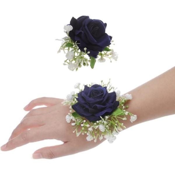 Corsage og Boutonniere Sæt, 2PCS Kunstige Rose Corsage Armbånd, til Bryllup Brud