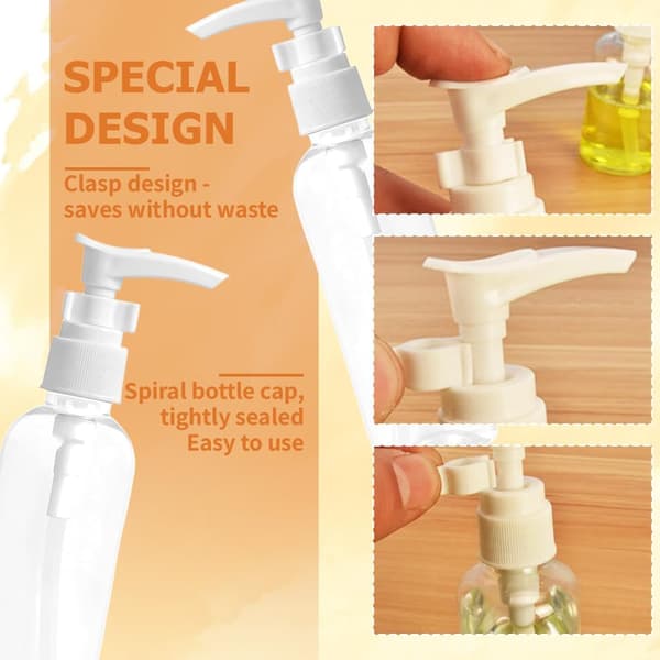 Set med 4 100 ml klara pumpflaskor - Reseflaskor, plast, pumpflaska, lotiondispenserflaska, för schampo, lotion, kräm, kosmetika