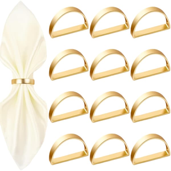 12 stk. Guld Servietringe Rustfrit Stål Servietringe Metal Servietringholdere Servietspænder Metallic Pynt