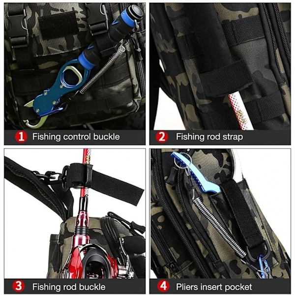 Vandtæt og holdbar tre-skulderrem enkelt og dobbelt-skulder dobbelt-formål lokkemad Camouflage Black
