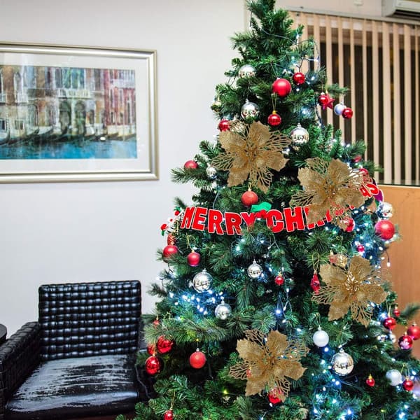 12 stk Glitrende julestjerne-ornamenter til juletrepynt