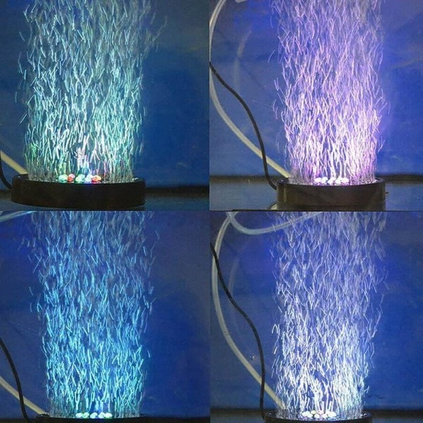 LED-akvaarion upotettava valaisin (55 mm x 20 mm), vedenalainen akvaariovalo, pyöreä akvaarion kuplitin, jossa Aut