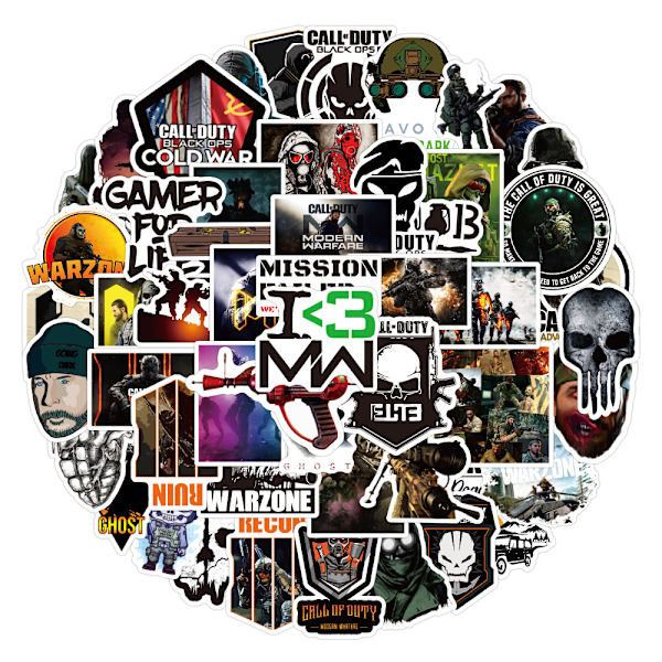 50 stk. kule Warzone-klistremerker for bærbar PC, taktisk skytespill vanntette vinylklistremerker for tenåringer gutter menn datamaskin skateboard sykkel vannflasker Ca