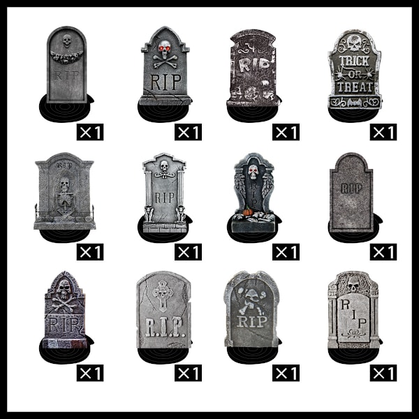 12 stycken gravsten hänge dekoration mini dekorativ utomhus dekor foto rekvisita Halloween insats gravsten