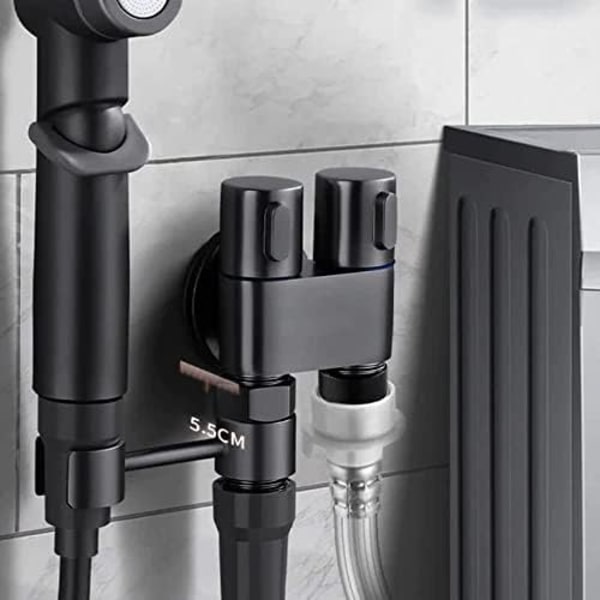 1-In-2-Out Dobbelkontrollventil, 2023 Ny Håndholdt Bidetspray for Toalett, Mini Toalettkran Spraysett Butt Washer,