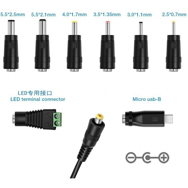 36W Universaalinen AC/DC-sovitin 12V/9V/7.5V/6V/5V/4.5V/3V Laturi Virtalähde Muuntaja 11 DC-kärjellä