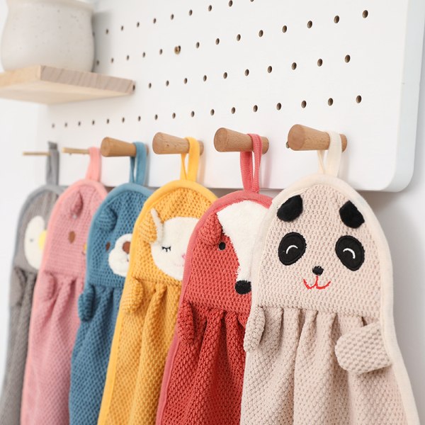 6 Pieces Children's Hand Towel Hanging Hand Towel Animal Washcloth Cute Absorbent Microfiber Hand To