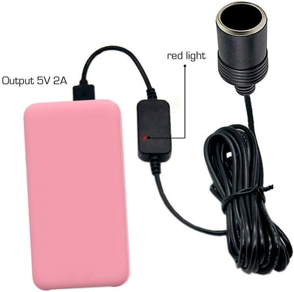 5V USB A han til 12V bil cigarettænder hun stik konverter, 30 cm / 12 tommer