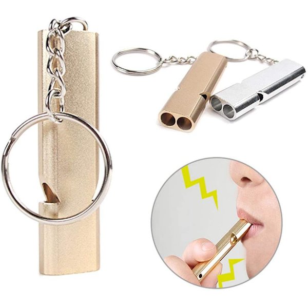 4-pack nödvisselpipa, säkerhetsnyckelring för camping, vandring,