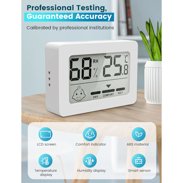 (VIT - 1 ST) Mini Digital Inomhus Termometer Hygrometer, Hig