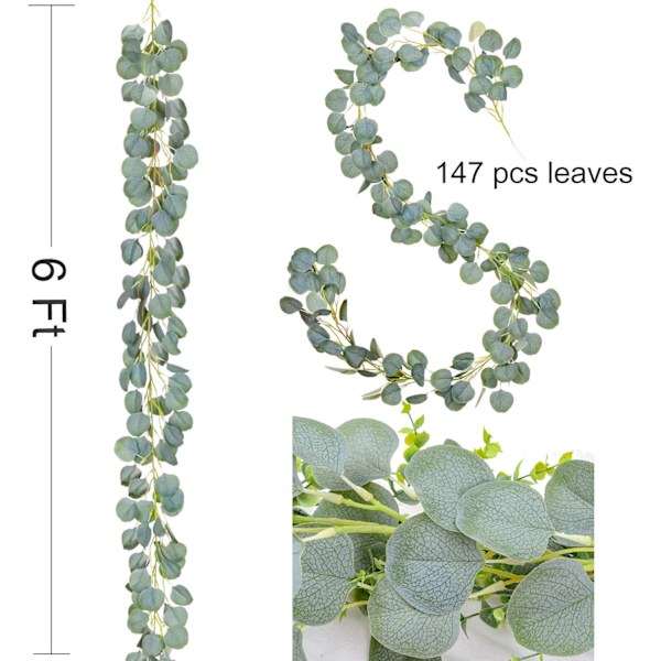 Kunstig Eucalyptus Guirlande Eucalyptus Blade, Eucalyptus Vinstok