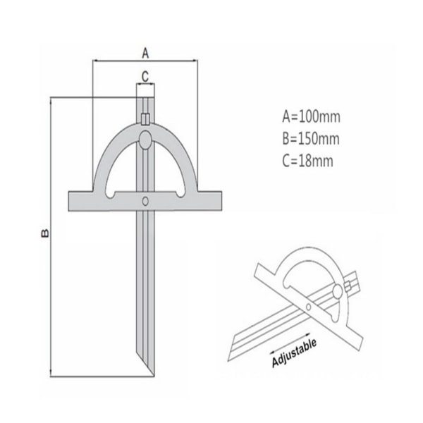 (100x150mm，10 - 170°) 1 kpl kulmamittari liukusäätimellä