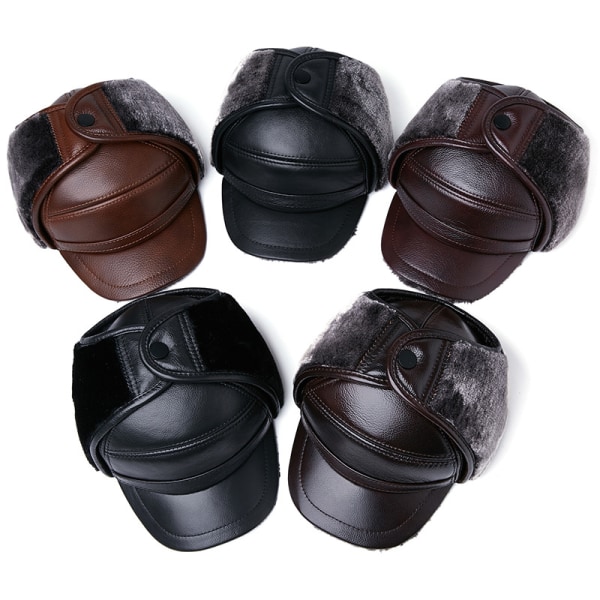 Menn 100% ekte kuskinn lue Winter Warm Outdoor Protect Ear