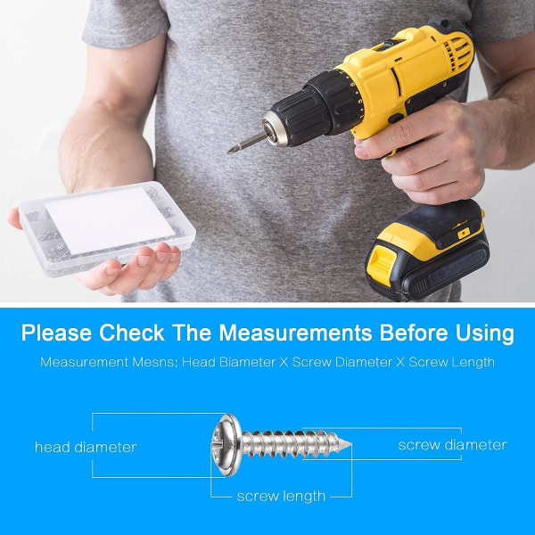500 stk. assorterte M3 M4 M5 selvskruende skruer for metallplater