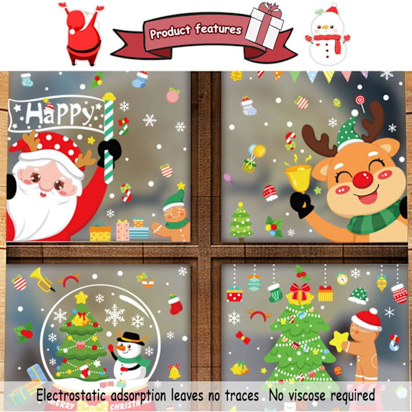 12 Ark Julerutevinduer, Vindu Dekal Santa Claus