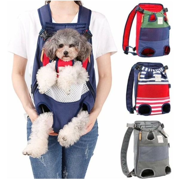 Röda och blå rutnät Hundryggsäckar Medium Dog Bag Dog Carrier Bag Ad