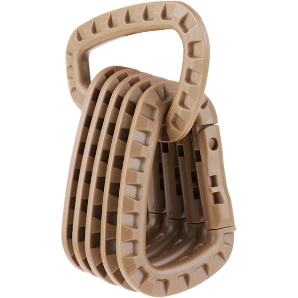 (Khaki, 8,5x5,6CM) 6 stk. karabinhage til rygsæk, multifunktionelt campingflaske tilbehør