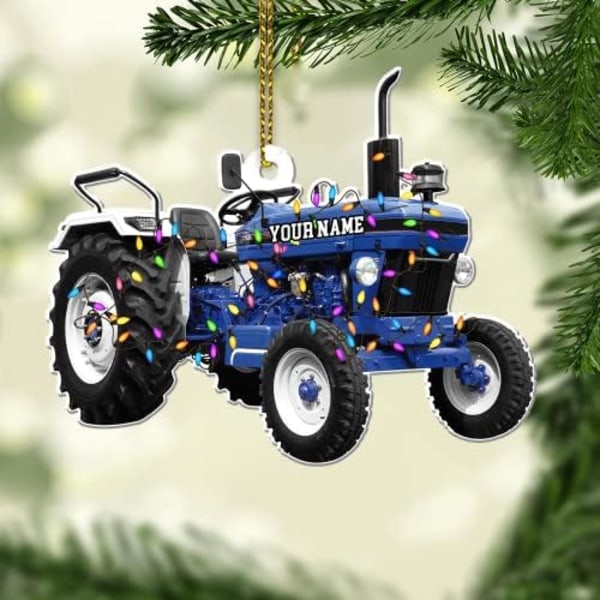 Blå Jul Traktor Prydnader Traktor Prydnader Hängande Julgran Akryl/Trä Hängande Juldekoration