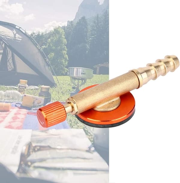Gasspåfyllingsadapter Messing Sikkerhetskomfyr Adapter Utendørs Brenner Bryterventil for Camping