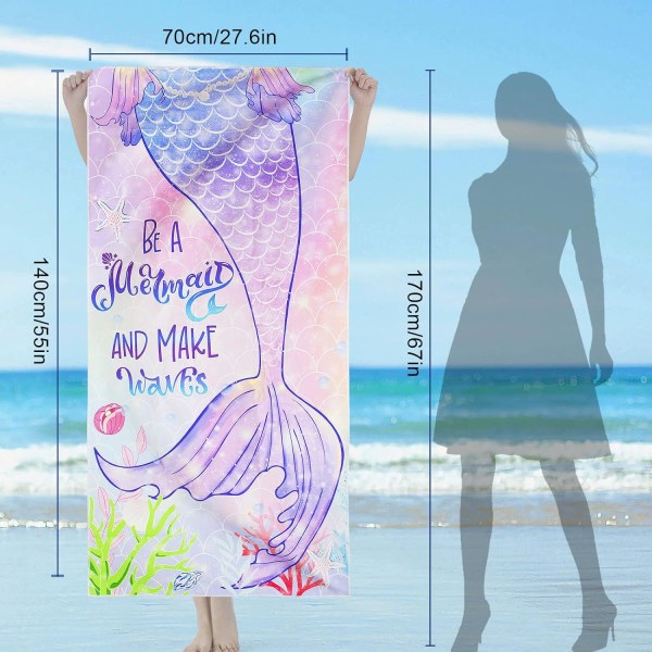 Polyester strandhåndkle for kvinner 70x140 cm strandhåndkle for barn jente