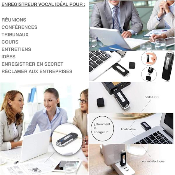 USB Digital Diktafon - 8GB Mini Bärbar Diktafon - Idealisk Ljudinspelare för