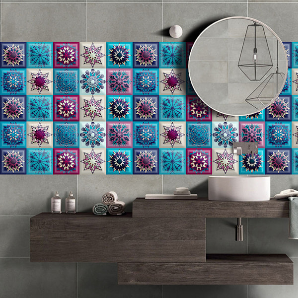 20 ark (15 x 15 cm) Mandala vægklistermærker - PVC - Vandtæt（stil 12）