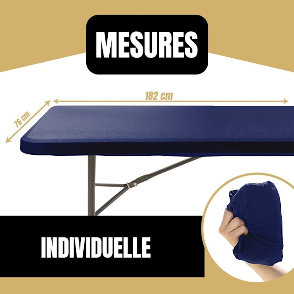 1 stk. rektangulær udendørs dug blå 182x76 cm, elastisk havedug, pletafvisende, let at rengøre, ideel til klapbord, camping, terrasse, B