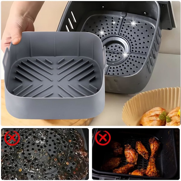 21x7cm, 3-pack silikonformar för airfryer, tillbehör till fritös