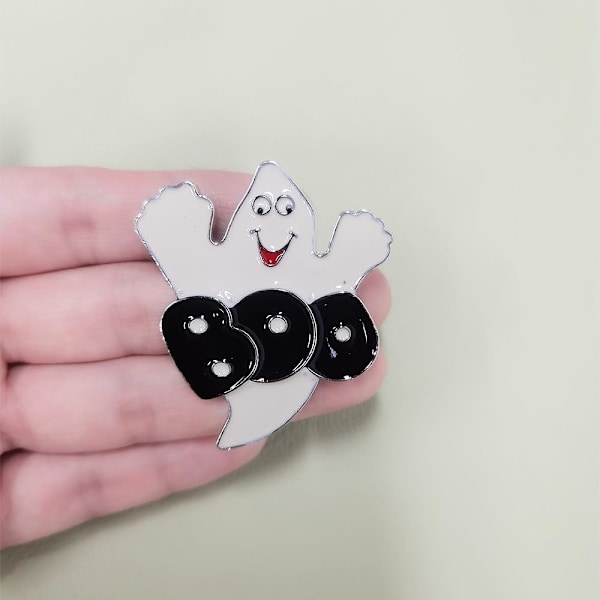 Emalin Boo Halloween -rintakoru naisten, tyttöjen ja miesten muotia varten - söpö haamu demoni pyöreä strassinen rintamerkit - rintamerkit - lapel-neulat