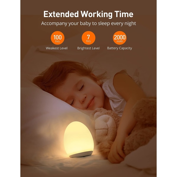 Veilleuses pour enfants, 8 lumières de chambre de bébé en silic