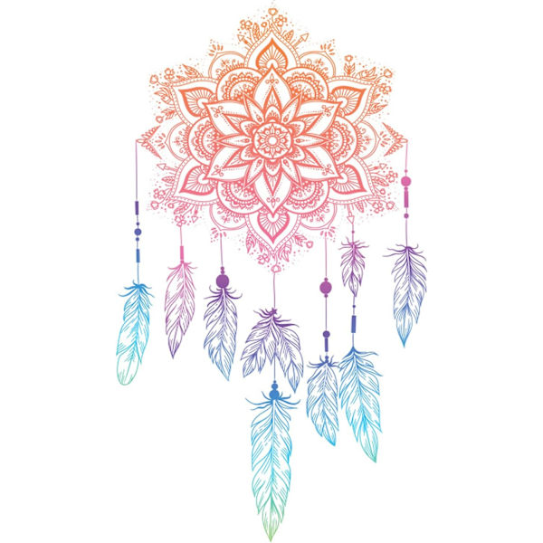 4 Ark Mandala Blomma Fjäder Lotus Väggdekal för Vardagsrum Sovrum