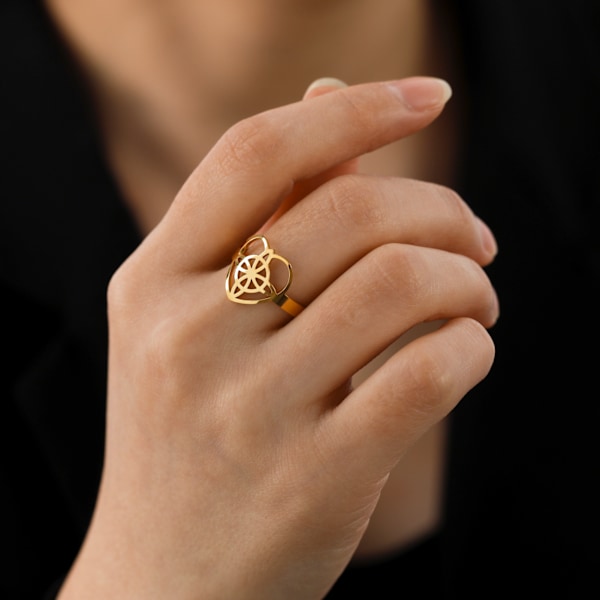 Rustfrit stål hjerte hekse knude ring åben justerbar åben fingerring smykker til kvinder glod