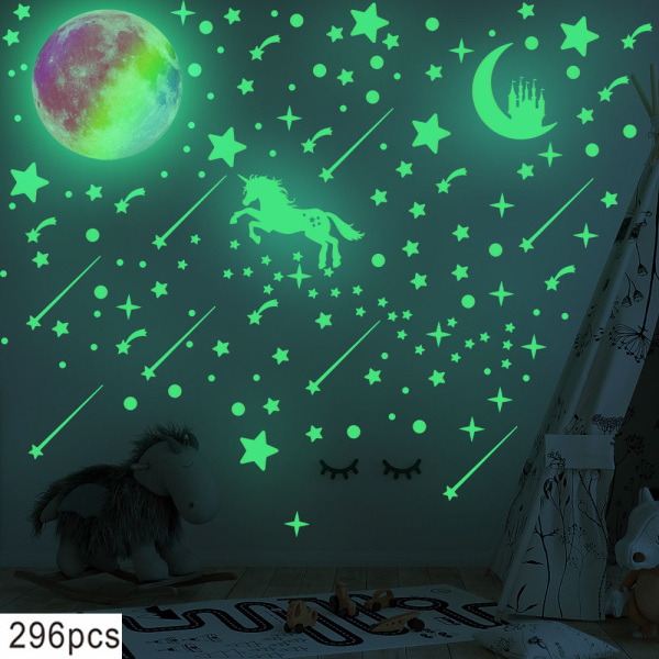 296PCS (feu vert) Étoiles phosphorescentes, points lumineux aut