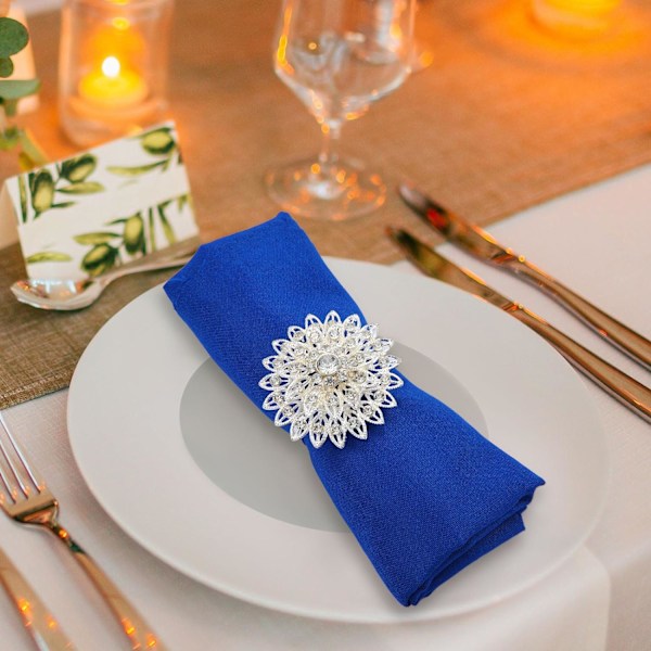 12 st Blomma Servett Ringar Legering Blommig Rhinestone Servetter Ringar Kristall Rhinestone Servett Ringar Hållare för Bröllop