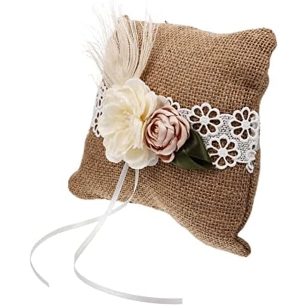 16x16cm Bryllupsringpute Blomstkurv Dekorative Sengputer Forlovelsesringputer Dekorative Rustikk Pynteputer