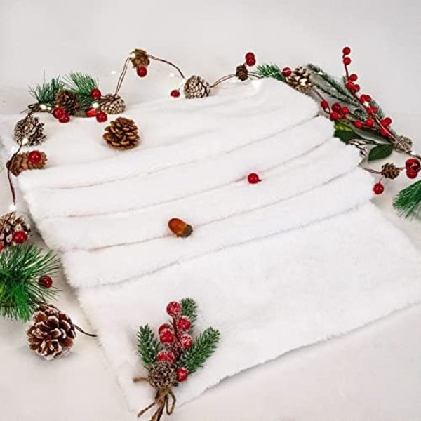 Julebordløber, kunstig pels bordløber vinter sne hvid blød elegant hvid bordløber, egnet til jul