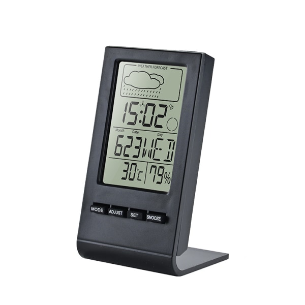 Sort indendørs udendørs termometer, termometer hygrometer Barome